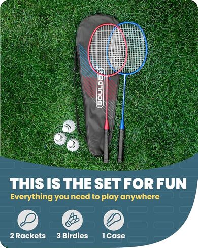 Boulder Sports Badminton Rackets - Lightweight Badminton Racket Set with 3 Shuttlecocks and Racquet Case - Badminton Set for Backyard or Outdoor Games in Saudi Arabia