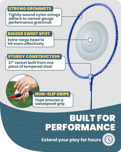 Boulder Sports Badminton Rackets - Lightweight Badminton Racket Set with 3 Shuttlecocks and Racquet Case - Badminton Set for Backyard or Outdoor Games in Saudi Arabia
