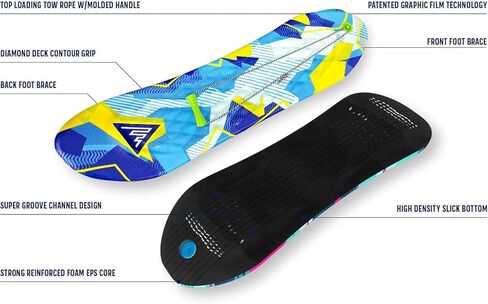 Artikfun قسط رغوة التزلج على الجليد حبل السحب ومقبض الحجم للشباب والكبار | تصميم محيطي للقدم بطول 48 بوصة، رائع للفناء الخلفي والتلال المحلية in Kuwait