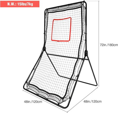 Lineslife Lacrosse Rebounder لشبكة الفناء الخلفي، معدات تدريب شديدة التحمل مقاس 4 × 6 أقدام للرمي والرمي، شاشة ترتد للخلف، مدرب ارتداد رياضي in Kuwait