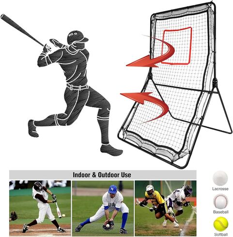 Lineslife Lacrosse Rebounder لشبكة الفناء الخلفي، معدات تدريب شديدة التحمل مقاس 4 × 6 أقدام للرمي والرمي، شاشة ترتد للخلف، مدرب ارتداد رياضي in Kuwait