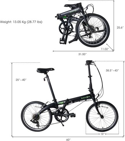 دراجة Dahon VYBE D7 قابلة للطي، إطار من الألومنيوم خفيف الوزن؛ تروس شيمانو ذات 7 سرعات؛ دراجة قابلة للطي مقاس 20 بوصة للبالغين in Kuwait