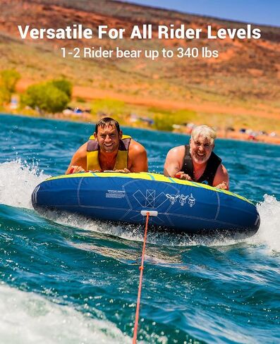 Towable Tubes for Boating 2 Person, Heavy Duty Boat Tubes and Towables, Inflatable Water Tubes for Boats to Pull with Fins, Drainage, Quick Connector, Large Capacity in Saudi Arabia