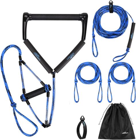 Affordura Wakeboard Rope حبل التزلج المائي مع مقبض حبال التزلج للرياضات المائية، حبل سحب التزلج للأنابيب 4 أقسام حبل سحب الأنبوب للرياضات المائية (75 قدمًا)، تتضمن حقيبة تخزين in Kuwait