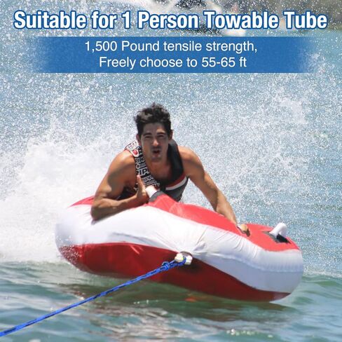 Affordura Wakeboard Rope حبل التزلج المائي مع مقبض حبال التزلج للرياضات المائية، حبل سحب التزلج للأنابيب 4 أقسام حبل سحب الأنبوب للرياضات المائية (75 قدمًا)، تتضمن حقيبة تخزين in Kuwait