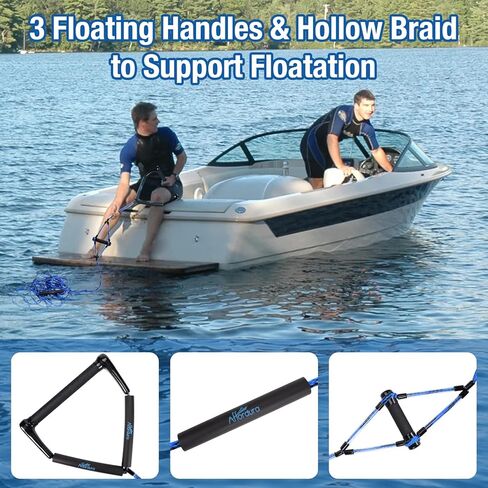 Affordura Wakeboard Rope حبل التزلج المائي مع مقبض حبال التزلج للرياضات المائية، حبل سحب التزلج للأنابيب 4 أقسام حبل سحب الأنبوب للرياضات المائية (75 قدمًا)، تتضمن حقيبة تخزين in Kuwait