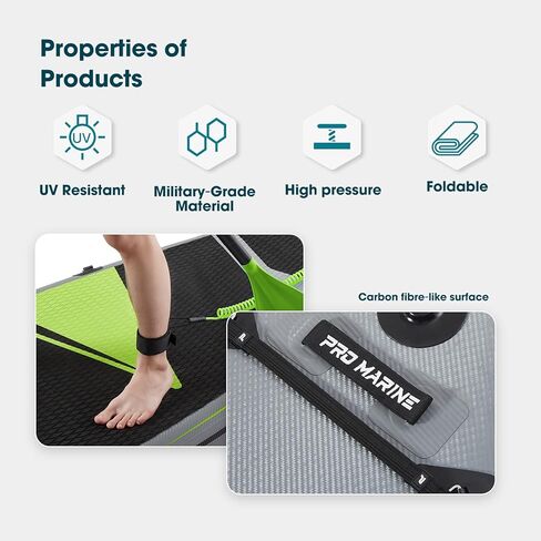 ألواح تجديف قابلة للنفخ، لوح تجديف عريض للغاية، مجداف من الألومنيوم قابل للتعديل مع ملحقات SUP، حقيبة مقاومة للماء، سطح مريح غير قابل للانزلاق للشباب والكبار (أخضر) in Kuwait