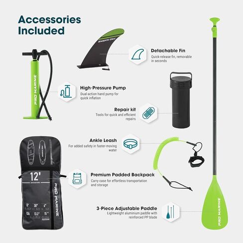 ألواح تجديف قابلة للنفخ، لوح تجديف عريض للغاية، مجداف من الألومنيوم قابل للتعديل مع ملحقات SUP، حقيبة مقاومة للماء، سطح مريح غير قابل للانزلاق للشباب والكبار (أخضر) in Kuwait