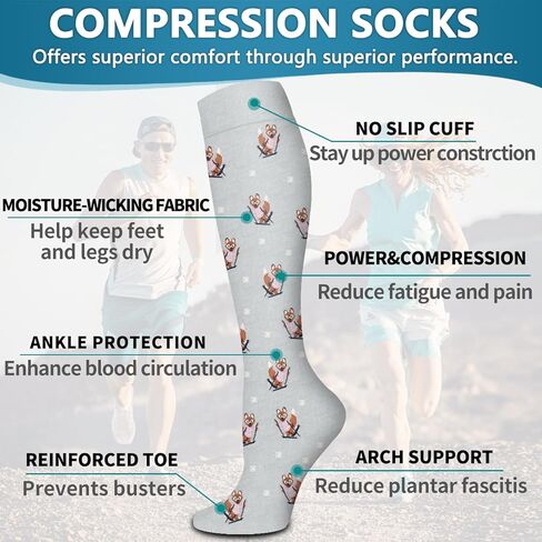 مجموعة من 6 جوارب ضغط نحاسية من بلومابل للنساء والرجال، أفضل دعم للدورة الدموية والجري والتمريض والرياضة in Kuwait