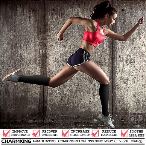 CHARMKING Compression Socks for Women & Men Circulation (3 Pairs) 15-20 mmHg is Best Support for Athletic Running Cycling in Saudi Arabia