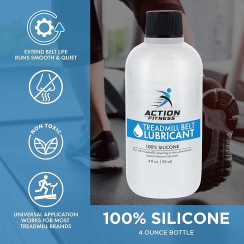 100% Silicone Treadmill Belt Lubricant, 8 Ounces (2 Pack, 4 oz. Bottles) with Both Application Tubes and Twist Spout Caps - Controlled Lube Flow, Full Belt Width Lubrication - Odorless in Saudi Arabia