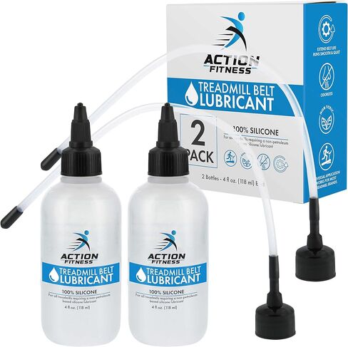 100% Silicone Treadmill Belt Lubricant, 8 Ounces (2 Pack, 4 oz. Bottles) with Both Application Tubes and Twist Spout Caps - Controlled Lube Flow, Full Belt Width Lubrication - Odorless in Saudi Arabia