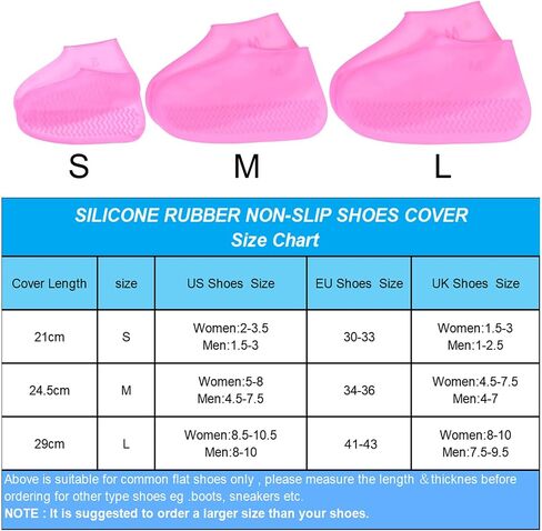 PATIKIL M Silicone Waterproof Shoe Covers, 1 Pair Thickened Reusable Non-Slip Foldable Rain Shoes Cover Overshoes Galoshes Protector for Outdoor Rain Snow, Blue in Saudi Arabia