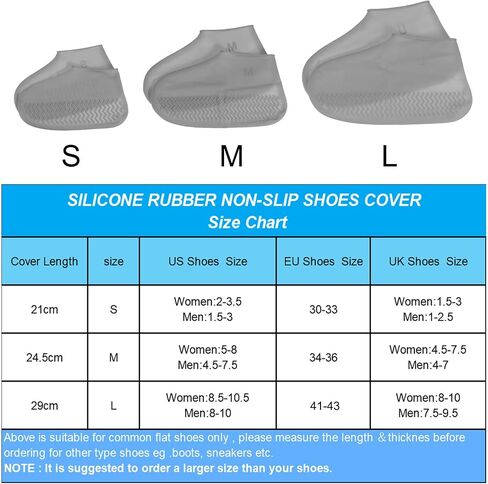 PATIKIL M Silicone Waterproof Shoe Covers, 1 Pair Thickened Reusable Non-Slip Foldable Rain Shoes Cover Overshoes Galoshes Protector for Outdoor Rain Snow, Blue in Saudi Arabia