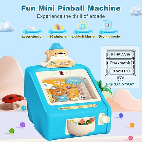 Pinball Machine for Kids,Toddler Toys for 3 4 5 6 7 8 Year Old,Electronic Arcade Tabletop Pinball Game for Boys and Girls 3-12 Ages，Lights and Music with 30 Pinballs，Ideal Gifts for Kids (Blue) in Saudi Arabia