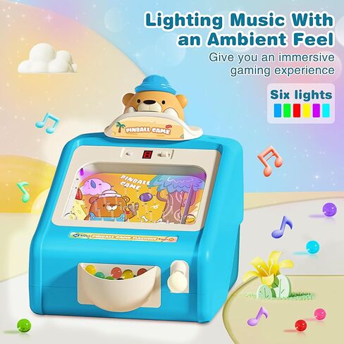 Pinball Machine for Kids,Toddler Toys for 3 4 5 6 7 8 Year Old,Electronic Arcade Tabletop Pinball Game for Boys and Girls 3-12 Ages，Lights and Music with 30 Pinballs，Ideal Gifts for Kids (Blue) in Saudi Arabia