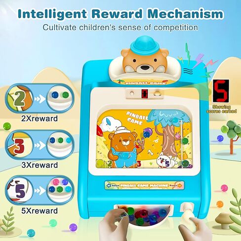 Pinball Machine for Kids,Toddler Toys for 3 4 5 6 7 8 Year Old,Electronic Arcade Tabletop Pinball Game for Boys and Girls 3-12 Ages，Lights and Music with 30 Pinballs，Ideal Gifts for Kids (Blue) in Saudi Arabia
