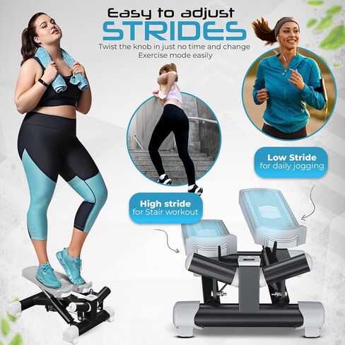 Advanced Twist Motion Mini Steppers for Exercise at Home, Portable Stair Steppers with Ultra Quiet Design, Resistance Bands & Mat - Hydraulic Fitness Stair Climber, 350lbs Weight Capacity in Saudi Arabia