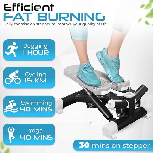 Advanced Twist Motion Mini Steppers for Exercise at Home, Portable Stair Steppers with Ultra Quiet Design, Resistance Bands & Mat - Hydraulic Fitness Stair Climber, 350lbs Weight Capacity in Saudi Arabia