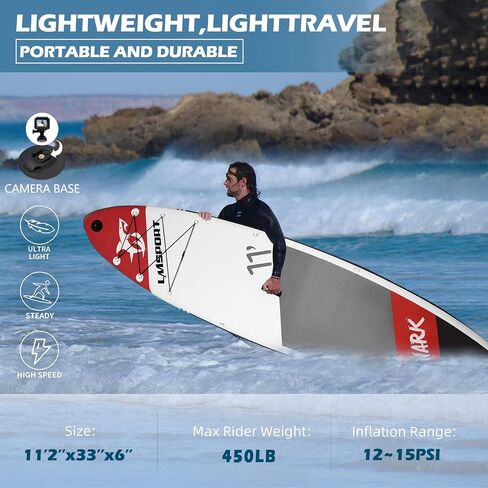 11Ft Inflatable Stand Up Paddle Board,11'×33"×6" Paddle Board with Premium SUP Accessories and Backpack,3 Surf Control Fins,Adjustable Paddle Leash,Hand Pump,Paddle Boards for Adults in Saudi Arabia