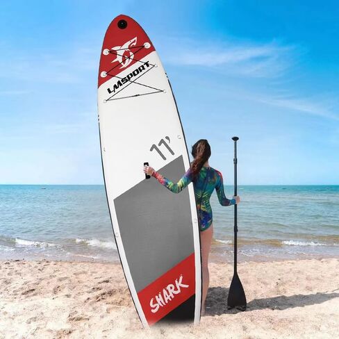 11Ft Inflatable Stand Up Paddle Board,11'×33"×6" Paddle Board with Premium SUP Accessories and Backpack,3 Surf Control Fins,Adjustable Paddle Leash,Hand Pump,Paddle Boards for Adults in Saudi Arabia
