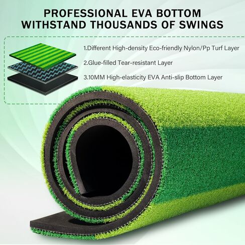 حصيرة الجولف، 2024 ترقية 5 × 4 أقدام سميكة لضرب الجولف، سجادات الجولف للتمرين في الأماكن المغلقة في الهواء الطلق مع محاذاة دليل الشريط، العشب الاصطناعي للمساعدة في تدريب الجولف مع تي شيرتات مطاطية للقيادة في الفناء الخلفي للمنزل in Kuwait