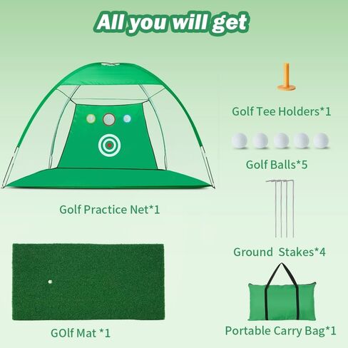 شبكة ضرب جولف Wafor بطول 10 × 7 أقدام لنطاق القيادة المحمول في الأماكن المغلقة/الخارجية لجميع الأندية، صغيرة الحجم وخفيفة الوزن، سهلة التخزين - تحسين لعبتك في أي مكان in Kuwait