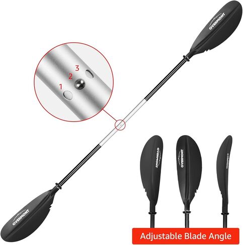 Overmont Kayak Paddles with Leash - Heavy Duty Aluminum Alloy Shaft Boating Oar for Kayaking Boating Canoeing 218cm/86in - 230cm/90.5in - 241cm/95in in Kuwait