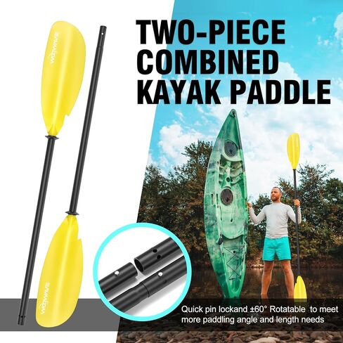 Kayak Paddle 231cm/91.3in, Aluminum Shaft with Reinforced Fiberglass Blade, Adjustable Rowing Paddle for Light Kayaks in Saudi Arabia
