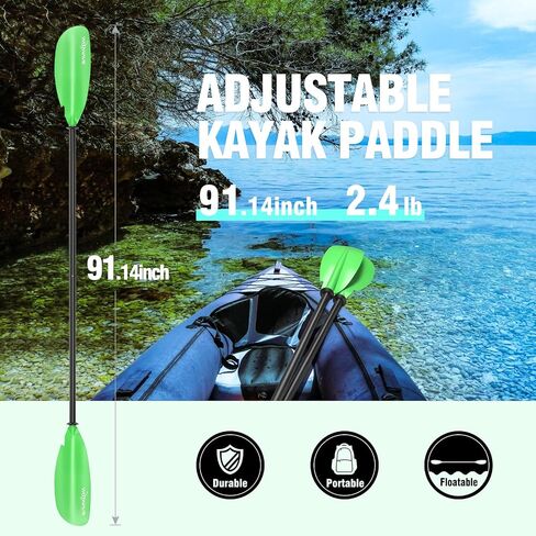 Kayak Paddle 231cm/91.3in, Aluminum Shaft with Reinforced Fiberglass Blade, Adjustable Rowing Paddle for Light Kayaks in Saudi Arabia