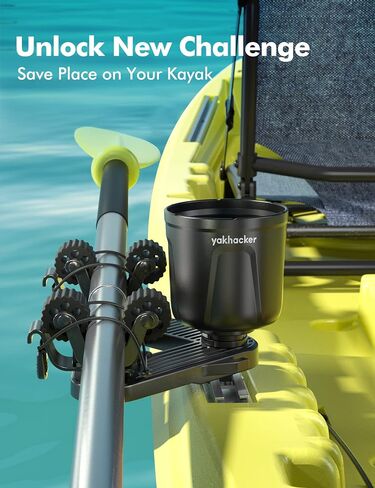 Doubleheader with Dual Kayak Paddle Holder, Multi-Functional Kayak Paddle/Net/Gaff Holder with Two SnapNStrap Tethers, Kayak Track Mount Accessories for Fishing in Saudi Arabia
