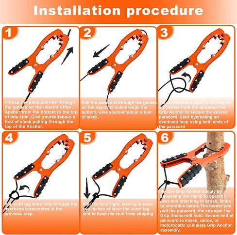 مقبض مرساة كاياك، مقبض مرساة زورق، حبل مرساة بطول 16 قدم - مقابض مطاطية - فولاذ مطلي، معدات ملحقات صيد قوارب الكاياك، لصياد التجديف/مجداف النهر in Kuwait