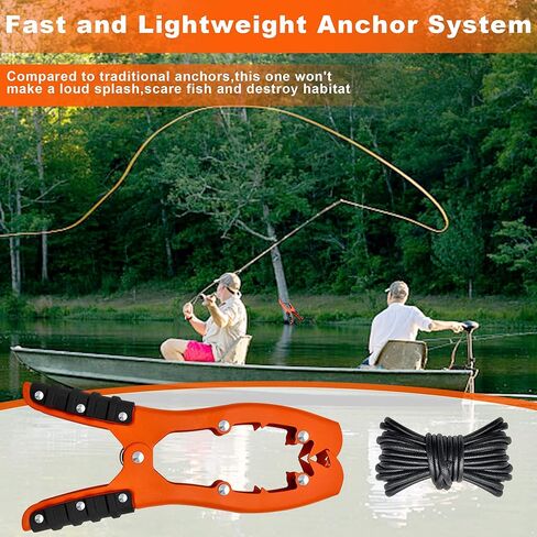 مقبض مرساة كاياك، مقبض مرساة زورق، حبل مرساة بطول 16 قدم - مقابض مطاطية - فولاذ مطلي، معدات ملحقات صيد قوارب الكاياك، لصياد التجديف/مجداف النهر in Kuwait