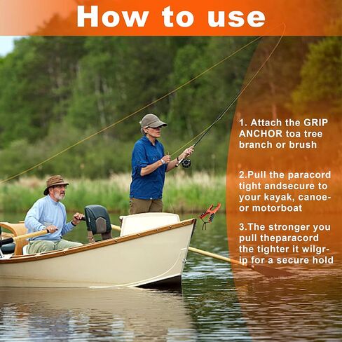 مقبض مرساة كاياك، مقبض مرساة زورق، حبل مرساة بطول 16 قدم - مقابض مطاطية - فولاذ مطلي، معدات ملحقات صيد قوارب الكاياك، لصياد التجديف/مجداف النهر in Kuwait