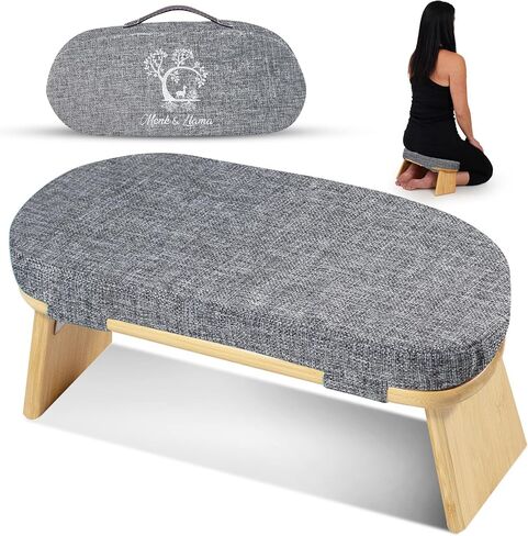 Monk & Llama Meditation Bench - Foldable, Ergonomic, Bamboo Kneeling Stool— Perfect Seiza Bench Meditation Stool Chair for Prayer & Travel - Deeper & Enjoyable Sessions in Saudi Arabia