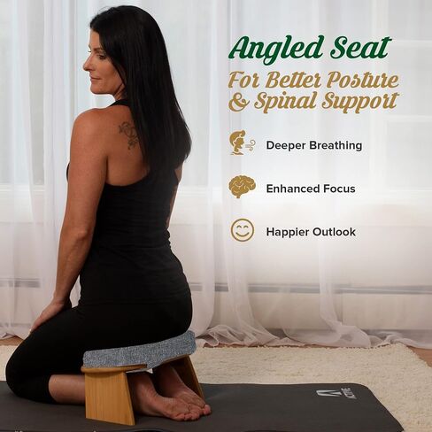 Monk & Llama Meditation Bench - Foldable, Ergonomic, Bamboo Kneeling Stool— Perfect Seiza Bench Meditation Stool Chair for Prayer & Travel - Deeper & Enjoyable Sessions in Saudi Arabia