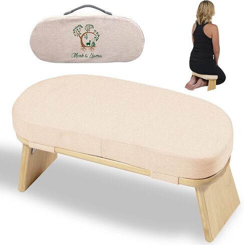 Monk & Llama Meditation Bench - Foldable, Ergonomic, Bamboo Kneeling Stool— Perfect Seiza Bench Meditation Stool Chair for Prayer & Travel - Deeper & Enjoyable Sessions in Saudi Arabia