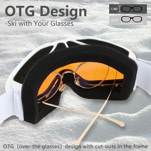 FOCUHUNTER OTG Ski Goggles Over Glasses Ski Snowboard Goggles Anti Fog, 100% UV Protection Snow Goggles for Men Women Adult in Saudi Arabia