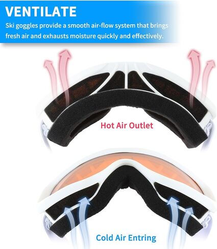 FOCUHUNTER OTG Ski Goggles Over Glasses Ski Snowboard Goggles Anti Fog, 100% UV Protection Snow Goggles for Men Women Adult in Saudi Arabia