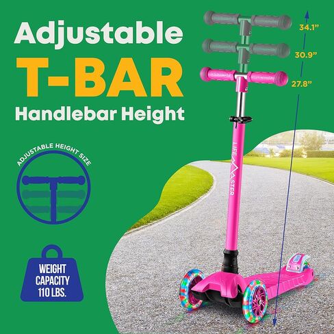 Kids Scooter – Children and Toddler 3 Wheel Kick Scooter – LED Wheel Lights Illuminate When Rolling Lifemaster in Saudi Arabia