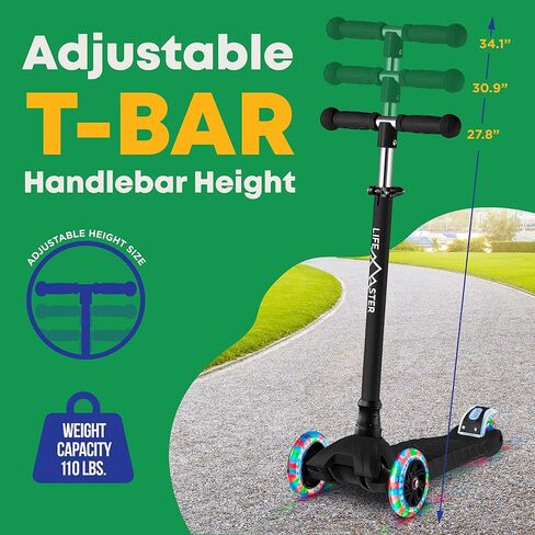 Kids Scooter – Children and Toddler 3 Wheel Kick Scooter – LED Wheel Lights Illuminate When Rolling Lifemaster in Saudi Arabia