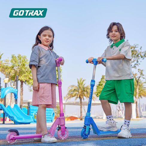 سكوتر Gotrax K03 للأطفال، عجلات مضاءة بإضاءة LED RGB مقاس 5 بوصات، وزن خفيف الوزن 4.6 رطل وتصميم قابل للفصل بنقرة واحدة، شريط يد قابل للتعديل الارتفاع، سطح مضاد للانزلاق وحمولة قصوى 110 رطل للأولاد والبنات بعمر 3 سنوات فما فوق in Kuwait