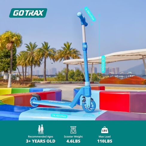 سكوتر Gotrax K03 للأطفال، عجلات مضاءة بإضاءة LED RGB مقاس 5 بوصات، وزن خفيف الوزن 4.6 رطل وتصميم قابل للفصل بنقرة واحدة، شريط يد قابل للتعديل الارتفاع، سطح مضاد للانزلاق وحمولة قصوى 110 رطل للأولاد والبنات بعمر 3 سنوات فما فوق in Kuwait