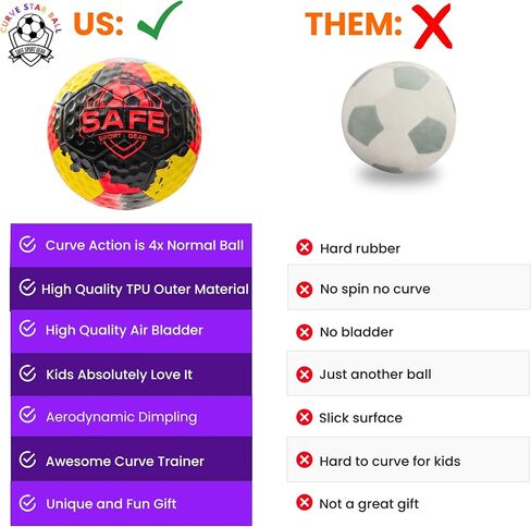 Curve Star Swerve Soccer Ball - Super Curving Soccer Ball That Boys and Girls Can Kick with Ease - Great Soccer Gift for Kids - Kids Soccer Ball Made for Fun in Saudi Arabia