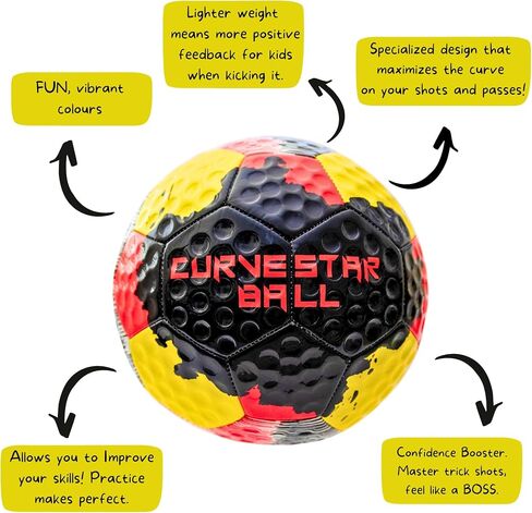 Curve Star Swerve Soccer Ball - Super Curving Soccer Ball That Boys and Girls Can Kick with Ease - Great Soccer Gift for Kids - Kids Soccer Ball Made for Fun in Saudi Arabia