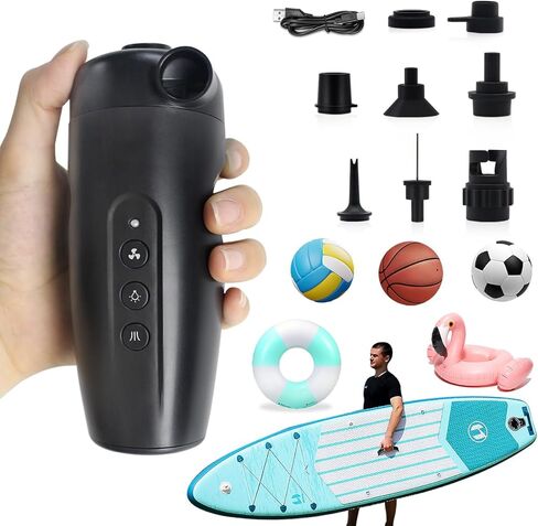 Portable Electric Air Pump for Inflatables, 20PSI Rechargeable Sup Air Pump for Paddle Board with 3000mAh Battery, Inflate Deflate for Air Mattress Beds, Boats, Pool Floats, Swimming Rings, Balls in Kuwait