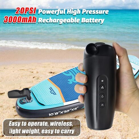 Portable Electric Air Pump for Inflatables, 20PSI Rechargeable Sup Air Pump for Paddle Board with 3000mAh Battery, Inflate Deflate for Air Mattress Beds, Boats, Pool Floats, Swimming Rings, Balls in Kuwait