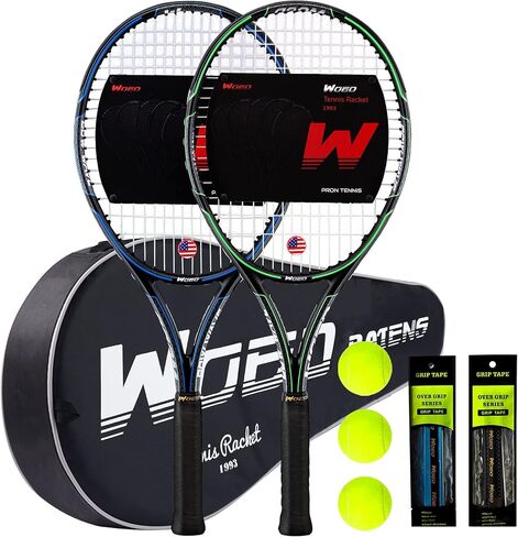 Adult 2 Player Tennis Racket Perfect for Beginner and Professional Players, 27" Speed Tennis Racquet Include Overgrips, Tennis Bag, Vibration Dampes, Covers in Saudi Arabia