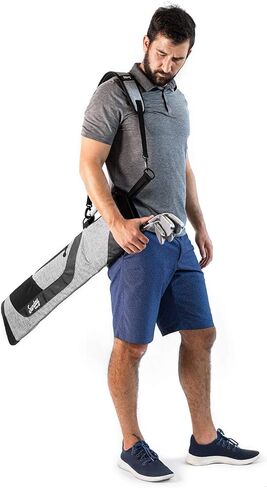 Sunday Golf 36 Inch Lightweight Foldable Versatile Driving Range Carry Pencil Golf Bag with 2 Pockets, Padded Strap and Holds Up to 8 Clubs, Grey in Kuwait