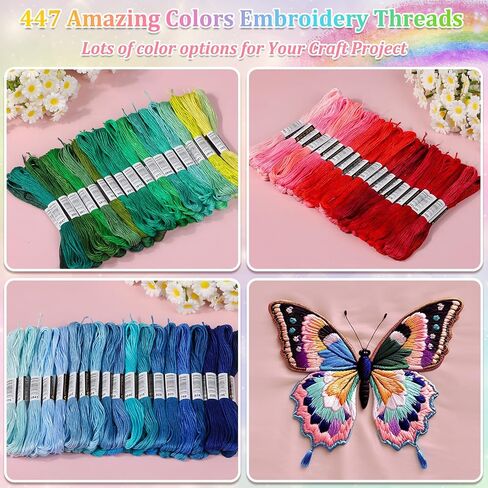 Paxcoo 124 Skeins Embroidery Floss Cross Stitch Thread with Needles in Kuwait